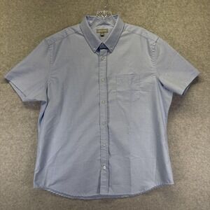 Ash & Erie Shirt Mens XL Blue Slim Fit Short Sleeve Button Down Casual Oxford